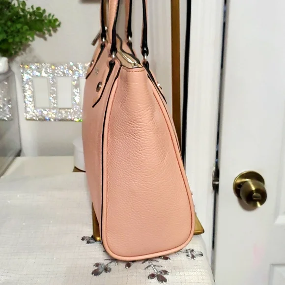 KARL LAGERFELD PINK PEBBLE LEATHER SATCHEL BAG - Picture 7 of 17